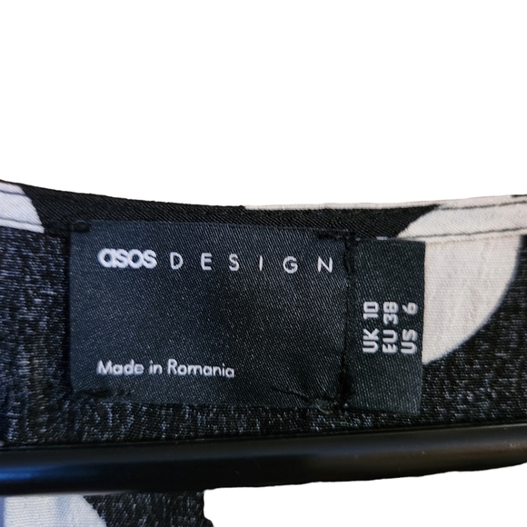 Asos design black white poka  dot long sleeve wide leg jumpsuit romper pants - Picture 4 of 10